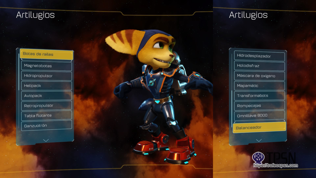 Todos los artilugios Ratchet and clank