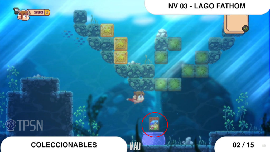 Coleccionable 02 - Nivel 3 Lago Fathom - Guía Alex Kidd in Miracle World DX