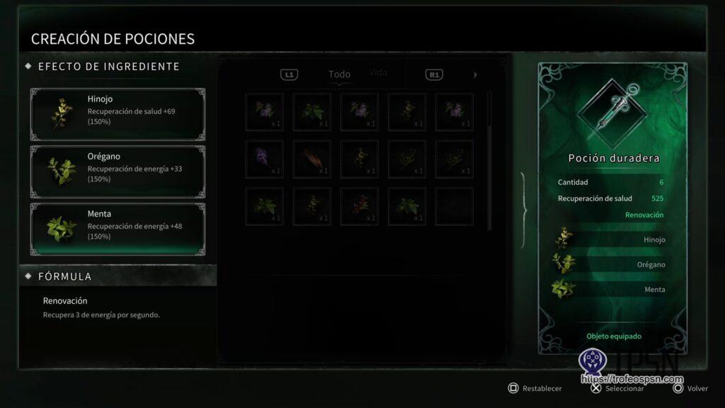 2 - Pocion - Renovación - Recupera 3 de energía por segundo - Thymesia