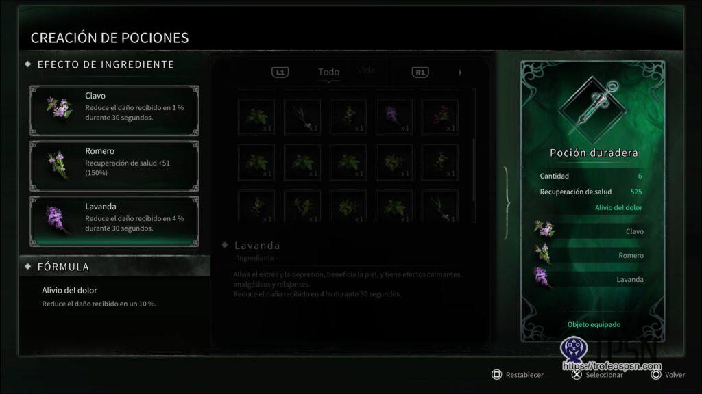 4 - Poción - Alivio de dolor - Reduce el daño 10% - Thymesia