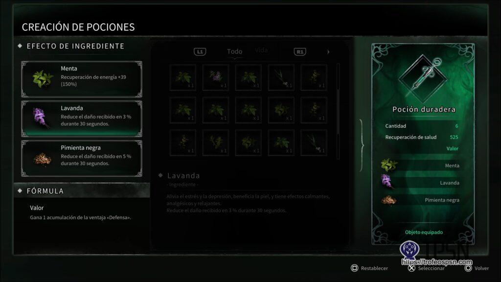 8 - Poción - Valor - Gana 1 acumulación de la ventaja Defensa