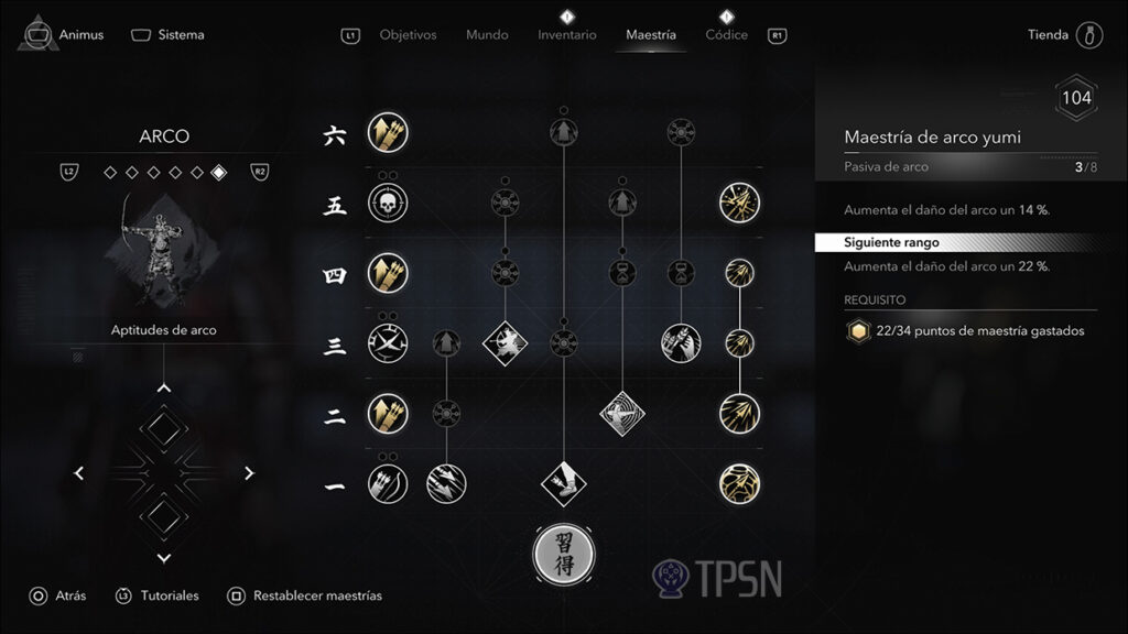 trofeo Por si hay problemas - Yasuke - árbol de flechas